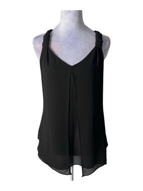 Women's Last April Black V-Neck Sleeveless Tank with Twisted Straps Sz S